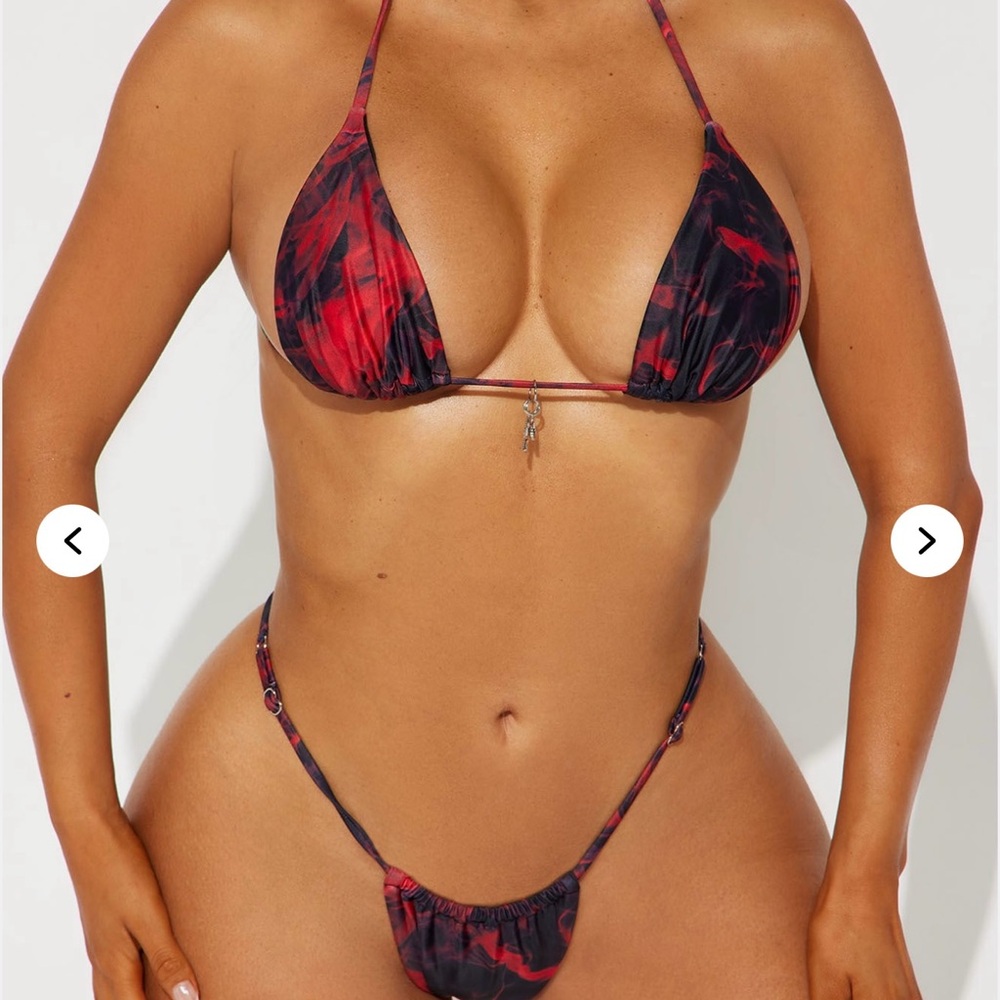 Fashion Nova Red and Black Bikini
